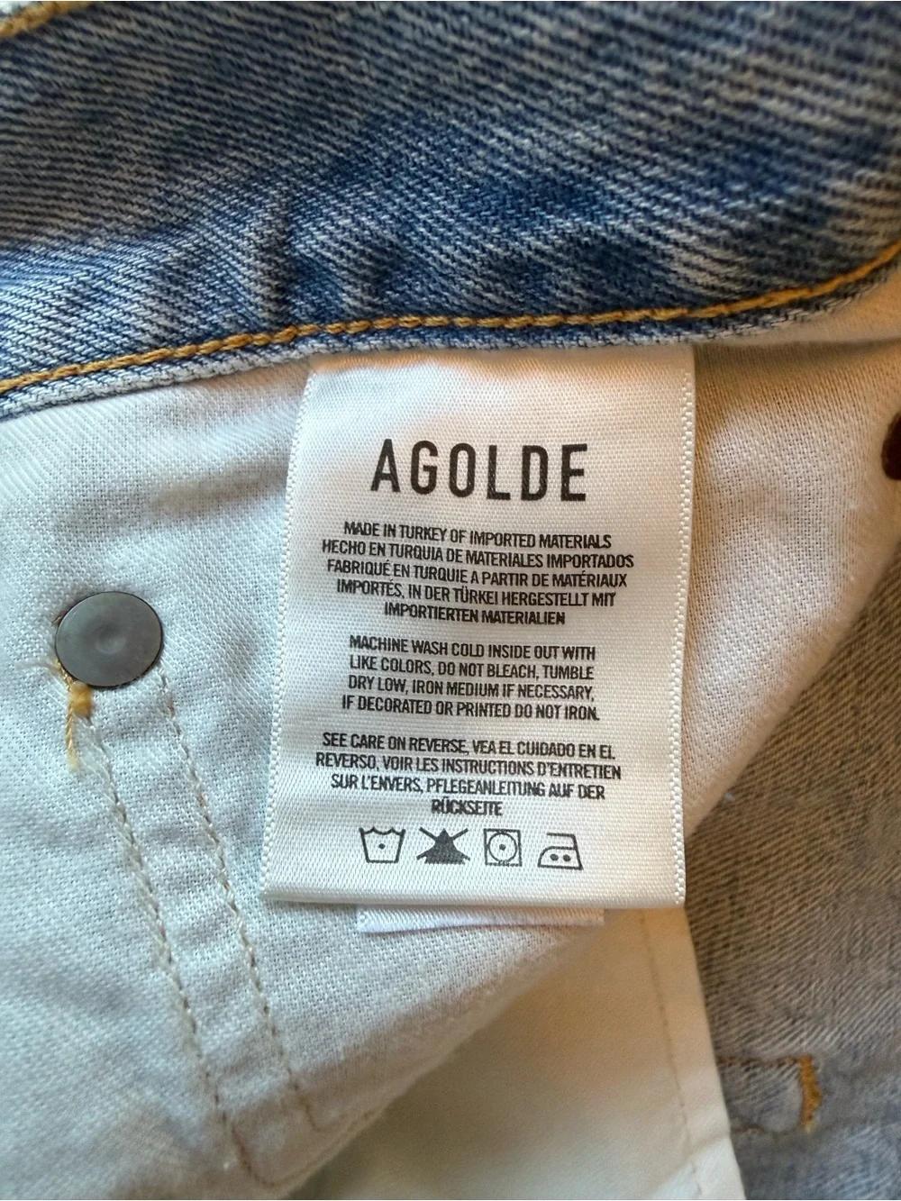Agolde Parker Long Light Blue Frayed Hem Denim Cutoff Shorts
